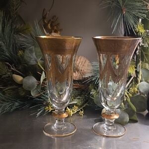 Arte Italica Medici Gold fluted champagne glass. 